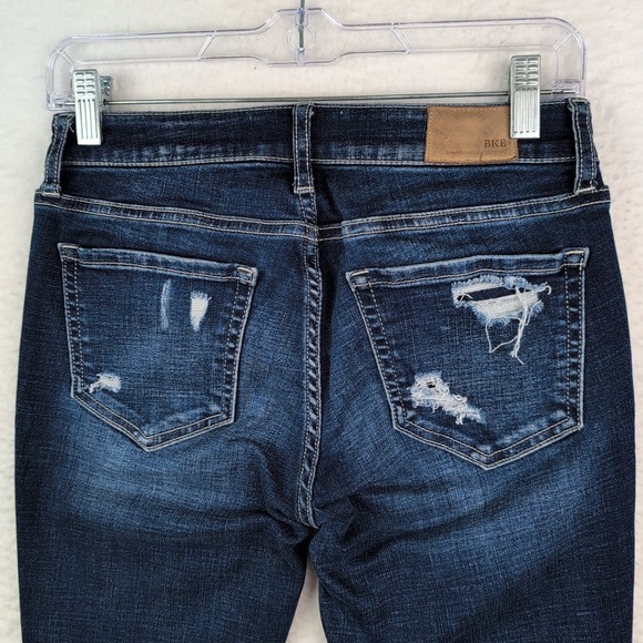 Bke Jeans Women 27 Stella Slim Fit Low Rise Ankle Skinny Distressed Raw Hem Blue - Picture 7 of 8